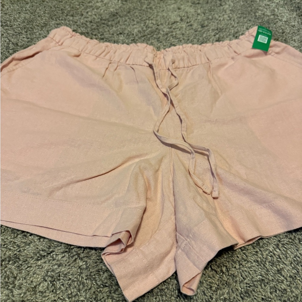 NWT Gap Misty Rose Women's Drawstring Linen Shorts - Picture 3 of 7